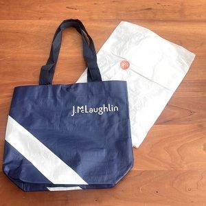 J.McLaughlin shopping tote with tissue paper and JMcL sticker